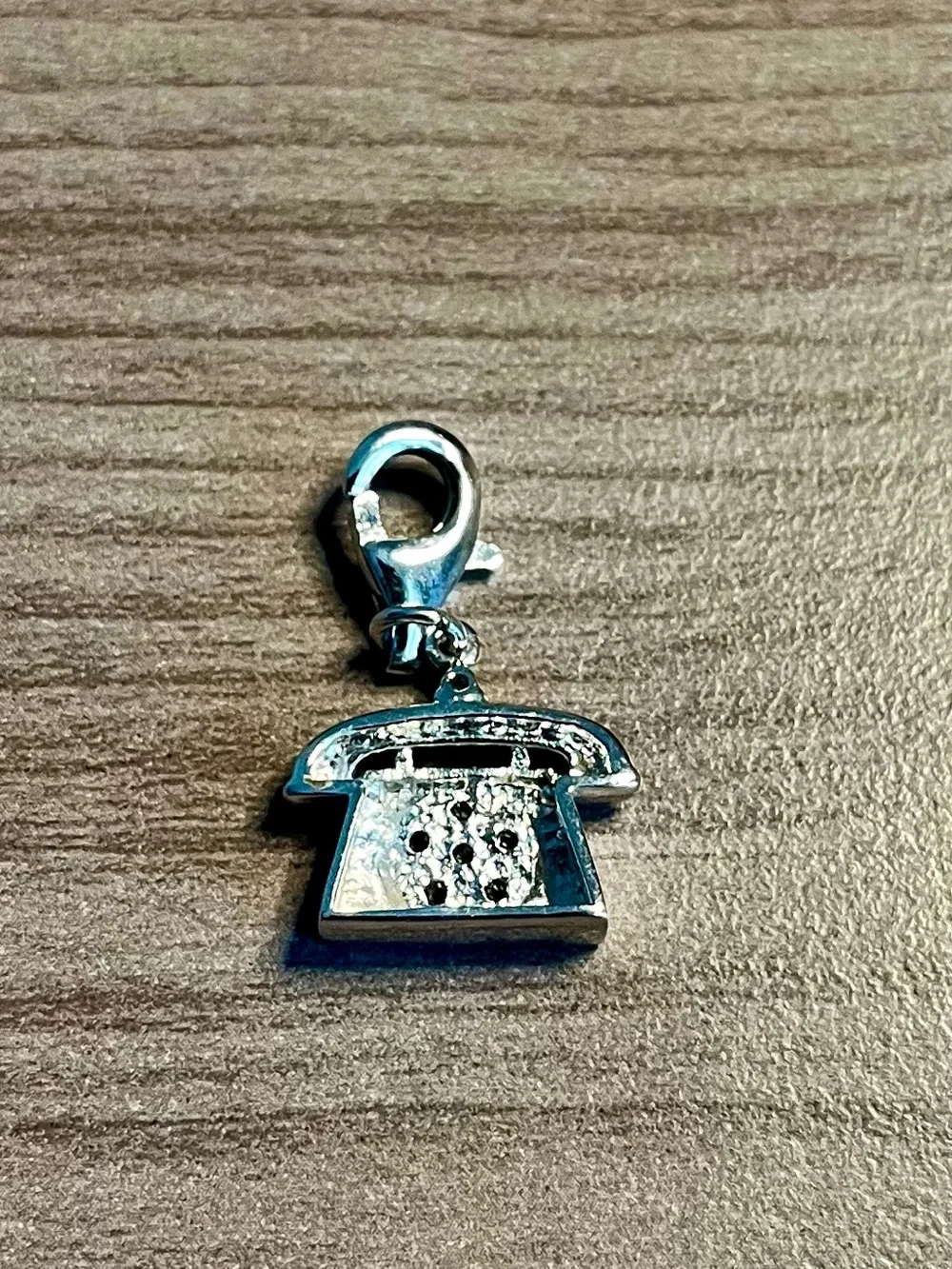Silver Phone Charm Pendant with Lobster Clasp - Silver